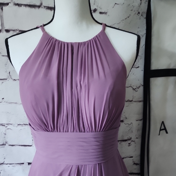 Azazie Bonnie Stretch Wisteria A-Line Pleated Stretch Satin Dress Bridesmaid A6 - Picture 6 of 15